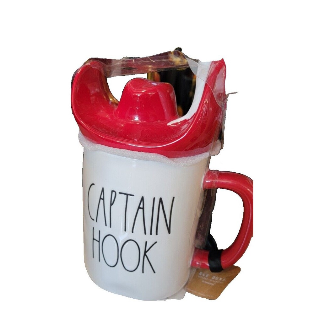 Rae Dunn Disney Captain Hook Mug With Hat Topper Disney Peter Pan Villain New w